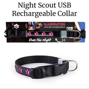 NWT Night Scout Pink USB Rechargeable LED Dog Collar